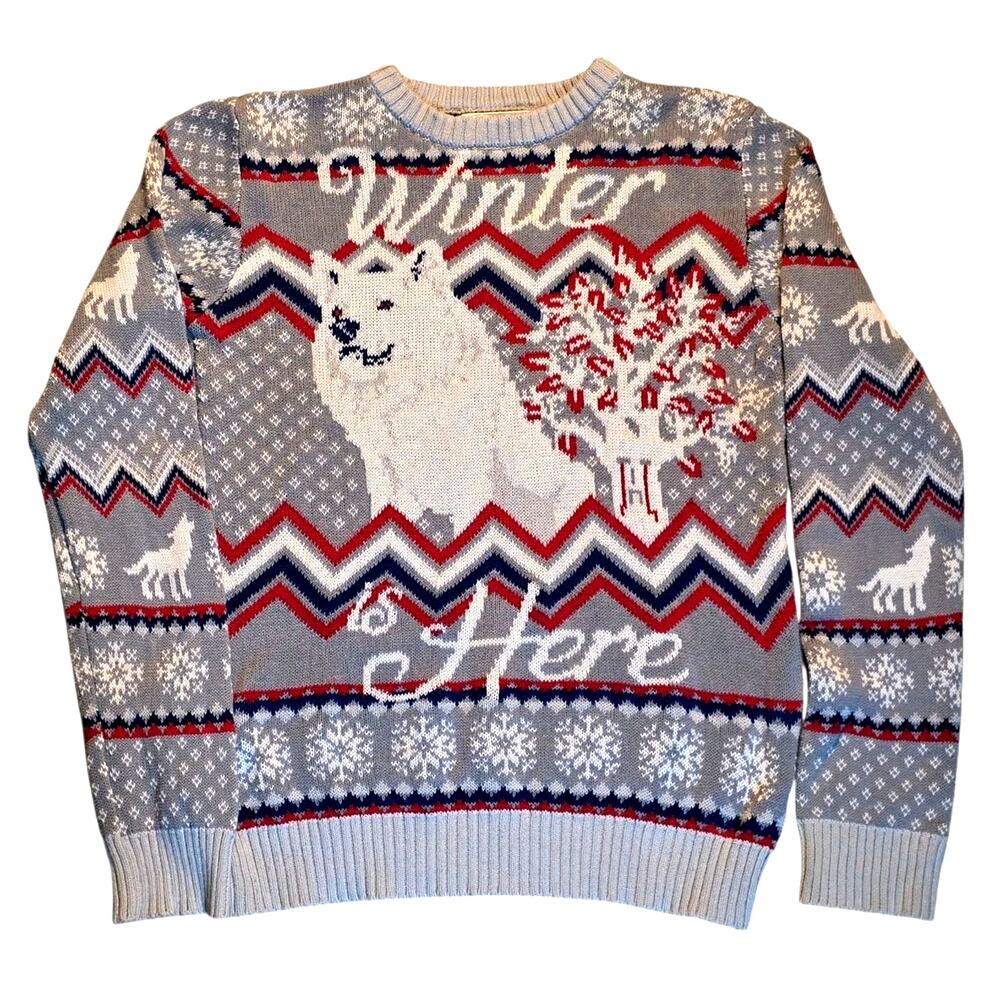 Game of Thrones Sweater Small Winter Is Here Pullover GOT Direwolf
